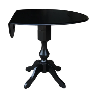 36.3" Smithson Round Pedestal Dual Drop Leaf Dining Table Black - International Concepts - Image 2
