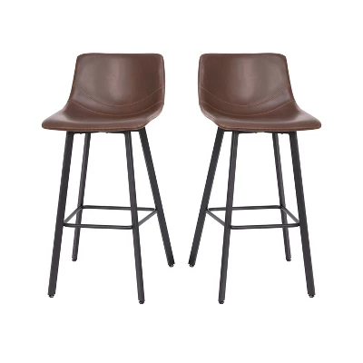 Emma And Oliver Set Of Two 30" Modern Upholstered Barstools, Matte Metal Frames And Plastic Floor Glides - Image 4