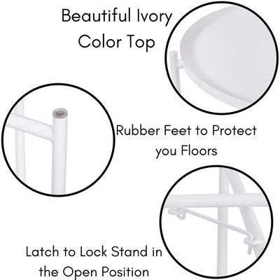 BirdRock Home Ivory Metal Folding Side Table With Removable Tray - Image 6