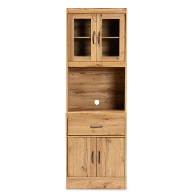 Laurana Wood Kitchen Cabinet And Hutch Oak Brown - Baxton Studio - Image 2