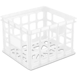 6 Pack) Sterilite 16928006 Plastic White Storage Box Milk Crate Containers Home
