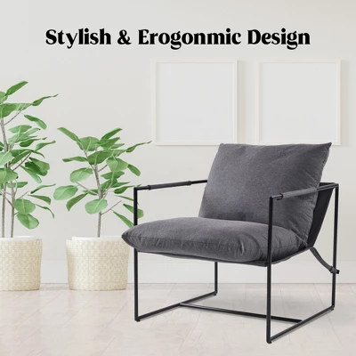 FERPIT Upholstered Sling Accent Chair With Metal Frame Modern Style - Image 8