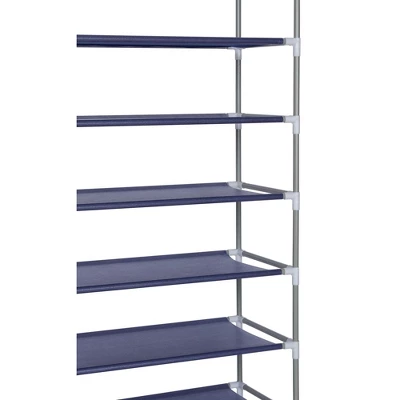 Home Basics 8 Tier Portable Polyester Shoe Closet, Navy - Image 2