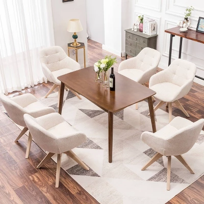 Upholstered Swivel Dining Armchair - Kinwell - Image 7