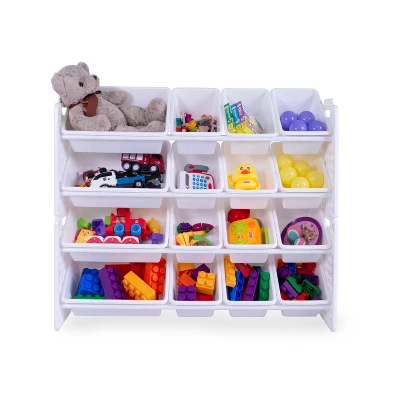 UNiPLAY Toy Organizer With 16 Removable Storage Bins And Block Play Panel, Multi-Size Bin Organizer