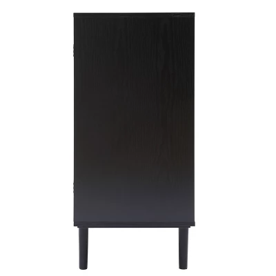 LuxenHome Black And Brown Wood 2-Door Storage Cabinet. - Image 12