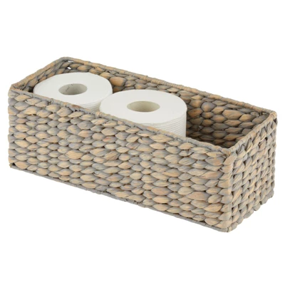 MDesign Natural Woven Water Hyacinth Bathroom Storage Organizer Basket - Image 5