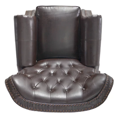 Walder Bonded Leather Press-Back Recliner Club Chair Brown - Christopher Knight Home - Image 7