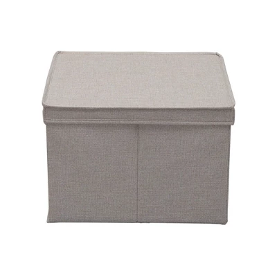 Household Essentials Set Of 2 Square Storage Boxes With Lids Silver Linen - Image 5