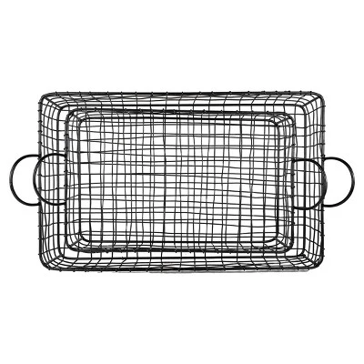 Set Of 2 Rectangle Trays Black Metal - Foreside Home & Garden - Image 3