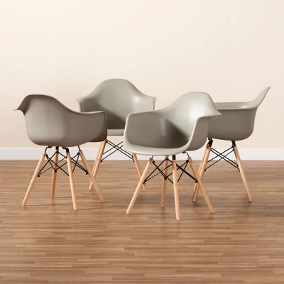 4pc Galen Plastic And Wood Dining Chair Set - Baxton Studio - Image 6