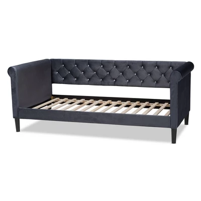 Cora Velvet Fabric Upholstered And Wood Daybed - Baxton Studio - Image 3