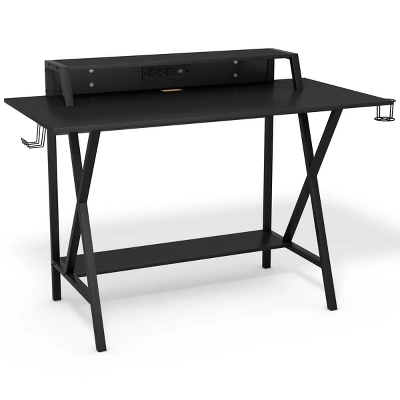 Tangkula Gaming Desk& Massage Gaming Chair Set Gamer Workstation With Headphone Hook - Image 3