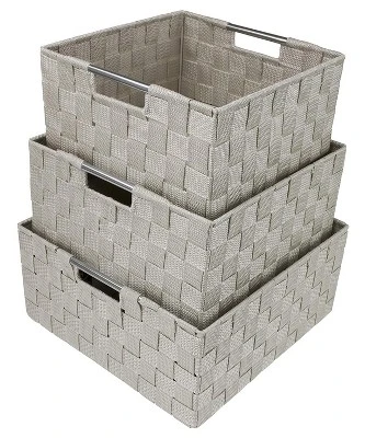Sorbus Woven Basket Set With Built-in Carry Handles - Image 4
