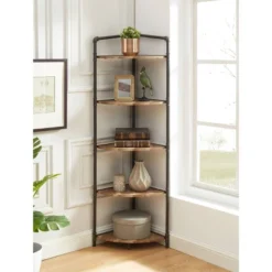 63.75" Beeme 5 Tier Corner Bookshelf Sand Black/Light Pure Copper - HOMES: Inside + Out