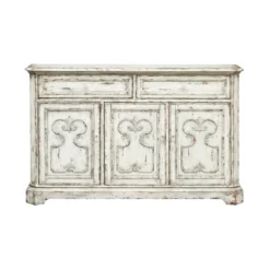 Harper 3 Door 2 Drawer Credenza Distressed Cream - Treasure Trove Accents