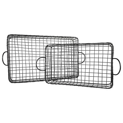 Set Of 2 Rectangle Trays Black Metal - Foreside Home & Garden - Image 2