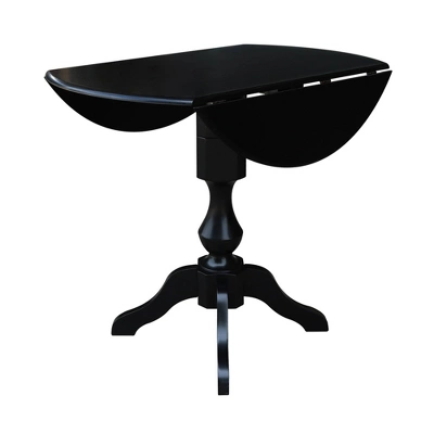 36.3" Smithson Round Pedestal Dual Drop Leaf Dining Table Black - International Concepts - Image 5