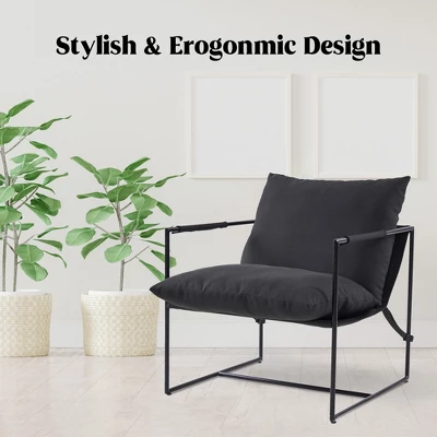 FERPIT Upholstered Sling Accent Chair With Metal Frame Modern Style