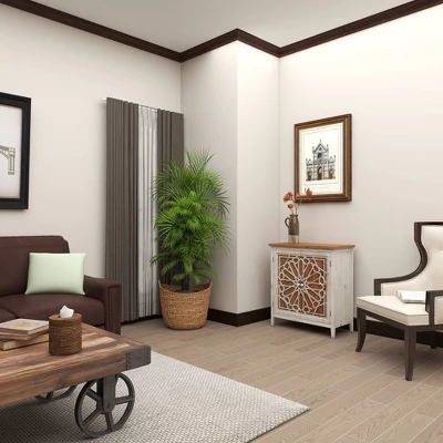 Natural Geometric Patterned Wood Cabinet Brown - Olivia & May - Image 10