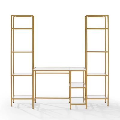 3pc Aimee Desk And Etagere Set Soft Gold - Crosley - Image 5