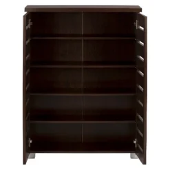 Adalwin Modern And Contemporary 2-Door Wooden Entryway Shoes Storage Cabinet - Dark Brown - Baxton Studio