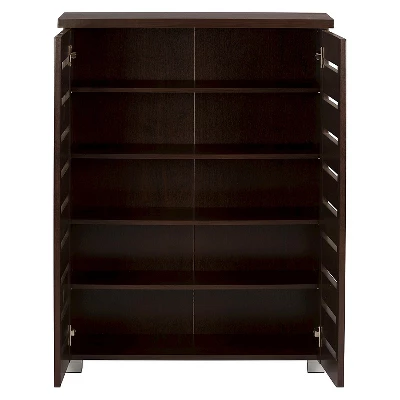 Adalwin Modern And Contemporary 2-Door Wooden Entryway Shoes Storage Cabinet - Dark Brown - Baxton Studio