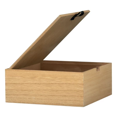 White Botanical 8x8" Lidded Decorative Wood Storage Box - Foreside Home & Garden - Image 2