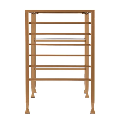 Jamel Glass Writing Desk With Storage Gold - Aiden Lane - Image 2