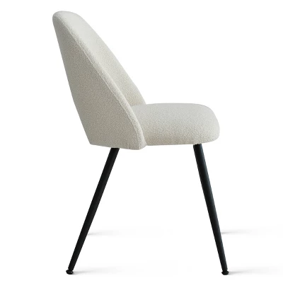 Haven+Edwin 5-Piece Black Round-Shaped Dining Table Set With 4 Upholstered Bouclé Fabric Dining Chair With Black Legs-The Pop Maison - Image 4