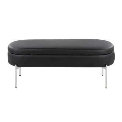 48" Chloe PU Leather/Metal Storage Bench Chrome/Black - LumiSource - Image 4