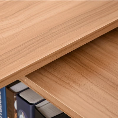 HOMCOM 360° Rotating Home Office Desk L Shaped Corner Computer Desk With Storage Shelves, Writing Table Workstation - Image 7