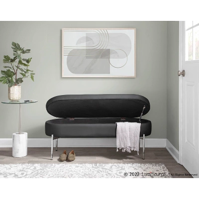 48" Chloe PU Leather/Metal Storage Bench Chrome/Black - LumiSource - Image 9