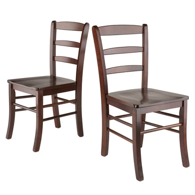 3pc Lynden Set Drop Leaf Dining Table With Ladder Back Chairs Wood/Walnut - Winsome - Image 3