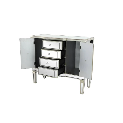 Glam Mirrored Rectangular Storage Cabinet Silver - Olivia & May - Image 7