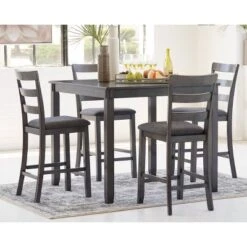 Set Of 5 Bridson Counter Height Dining Table And Barstools Gray - Signature Design By Ashley