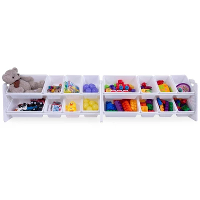 UNiPLAY Toy Organizer With 16 Removable Storage Bins And Block Play Panel, Multi-Size Bin Organizer - Image 2