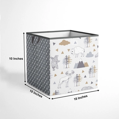 Bacati - Woodlands Gray/Beige Neutral Cotton Storage Box Small - Image 3