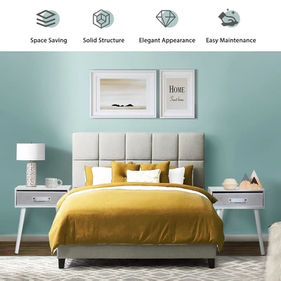 Costway Set Of 2 Mid-Century Nightstand End Accent Bedside Table W/ Drawer Rustic WhiteBrown - Image 4