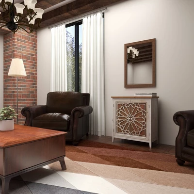 Natural Geometric Patterned Wood Cabinet Brown - Olivia & May - Image 11