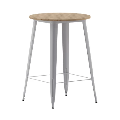 Emma And Oliver Indoor/Outdoor Bar Top Table, 30" Round All Weather Poly Resin Top With Steel Base - Image 12