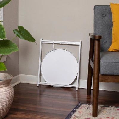 BirdRock Home Ivory Metal Folding Side Table With Removable Tray - Image 4