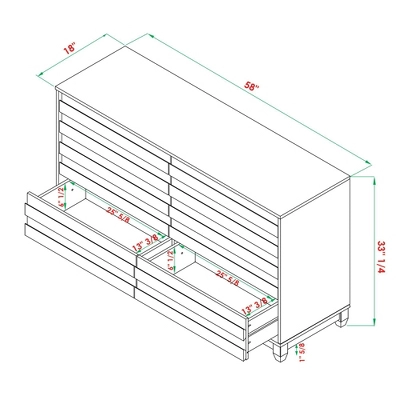 Ilya Solid Wood Modern Panel Front 6 Drawer Dresser - Saracina Home - Image 13