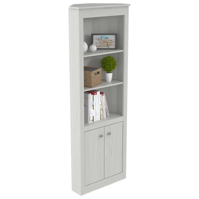 70.02" 2 Doors Corner Bookshelf Washed Oak - Inval - Image 5