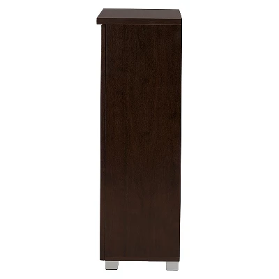 Adalwin Modern And Contemporary 2-Door Wooden Entryway Shoes Storage Cabinet - Dark Brown - Baxton Studio - Image 3