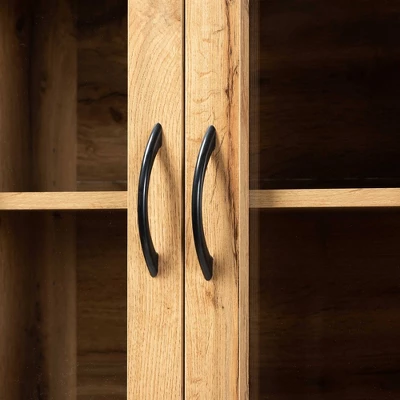 Laurana Wood Kitchen Cabinet And Hutch Oak Brown - Baxton Studio - Image 4