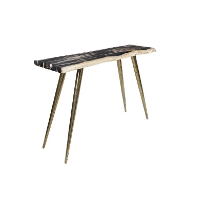 Contemporary Petrified Wood Console Table Brown - Olivia & May - Image 6