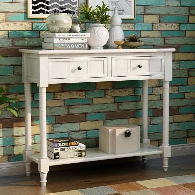 Console Table With Storage Drawers And Bottom Shelf-ModernLuxe - Image 8