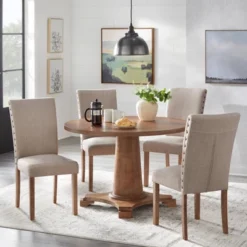 5Pc Atwood Round Dining Set Driftwood - Buylateral