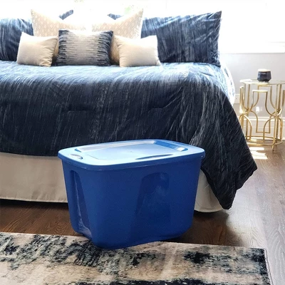 Homz 18 Gallon Medium Standard Stackable Plastic Storage Container Bin With Secure Snap Lid For Home Organization, Blue, 4 Pack - Image 4